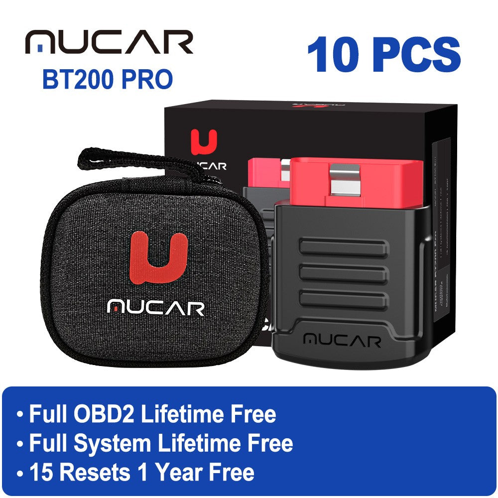 MUCAR BT200/BT200 PRO, herramienta de diagnóstico de coche con Bluetooth, aceite IMMO SAS 15, reinicio OBD2, escáner, lector de código automático para diagnóstico de sistema completo