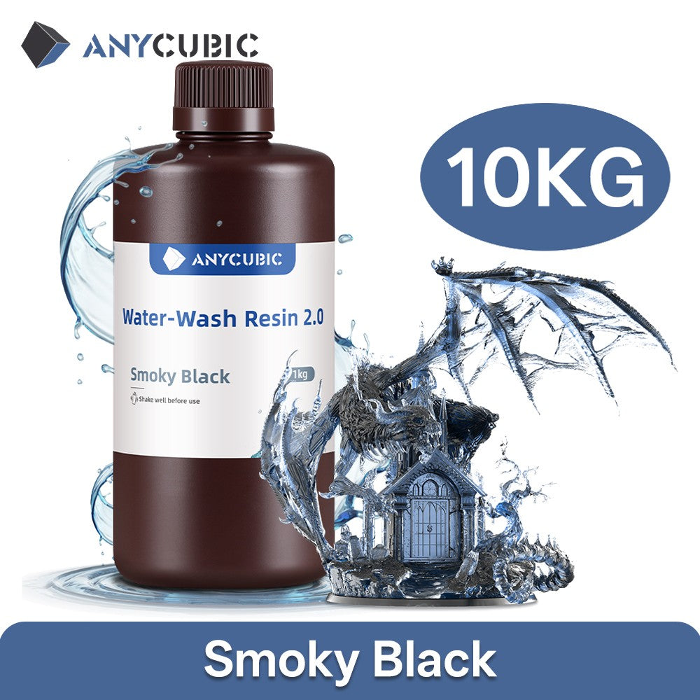 ANYCUBIC-resina de lavado de agua para impresora 3D LCD, alta precisión, bajo olor, baja viscosidad, impresión 3D, fotopolímero estándar, 10KG