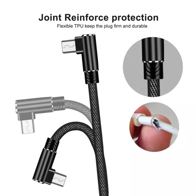 Cable Micro USB OLAF, Cable USB de 90 grados, 1m, 2m, 3m para Samsung S7, Xiaomi, Android, teléfono inteligente, Cable Usb C de 2,4a, carga rápida