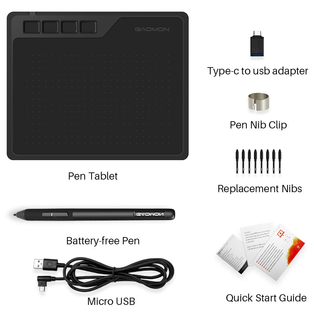 Tableta Digital Gaomon S620 de 6.5x4 Pulgadas, Tableta Gráfica Delgada y Portátil para Dibujar y Jugar OSU, Fácil Conexión con Teléfonos Android