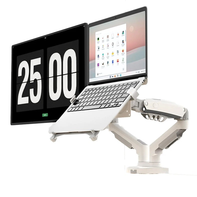 Escritorio NB F160 + brazo doble con resorte de Gas FP-2 para soporte de Monitor de 17 "-27" + soporte para portátil de 10"-17 ", soporte de montaje con prensa de aire, carga de 2-9kg