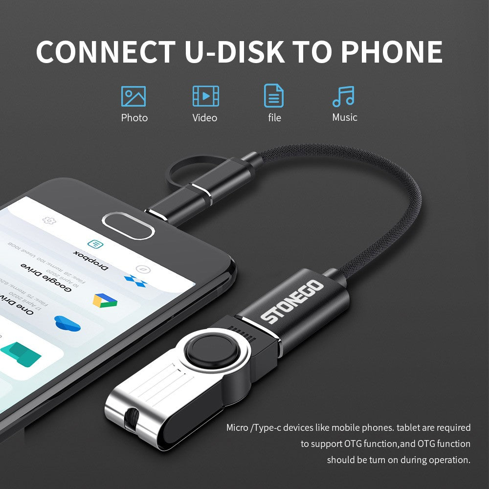 STONEGO 2 en 1 USB 3.0 OTG Cable adaptador USB tipo C Micro USB a USB 3.0 adaptador convertidor Cable línea de datos
