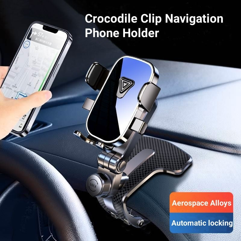 Soporte para teléfono para salpicadero de coche, Clip de cocodrilo por gravedad, espejo de bloqueo automático, soporte Universal para navegación GPS, novedad de 2024