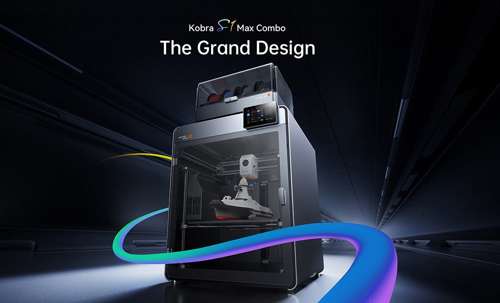 Impresora 3D Anycubic Kobra S1 Max Combo Multicolor, Velocidad Máxima de 600 mm/s con 350 ?   Boquilla de Acero Endurecido para Hotend, 350×350×350 mm