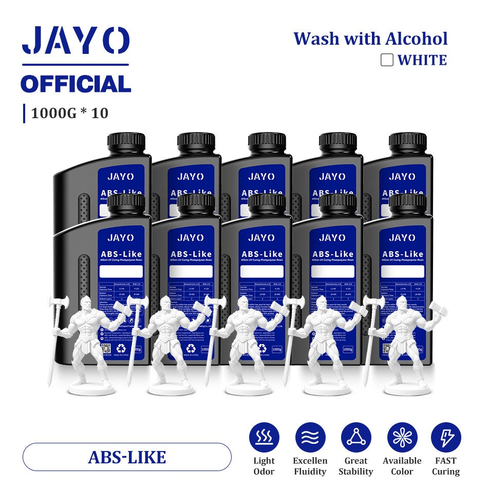 JAYO ABS como resina 3D, 10 botellas ABS como fotopolímero de curado UV de 405nm, resina 3D rápida para impresora 3D LCD/DLP/SLA de 2/4/6/8K