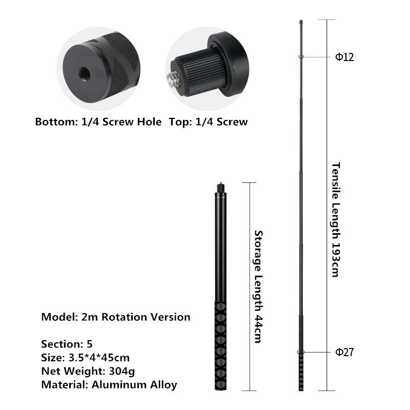 0,7 1,1 1,5 3M palo de Selfie monopié varilla Extensible varita poste aluminio Invisible para Insta 360 X5 X4 X3 GoPro 13 12 11 10 9 8 DJI
