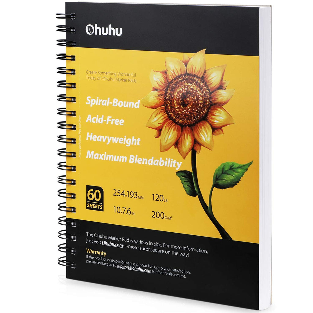 Ohuhu-alfombrilla marcadora encuadernada en espiral para marcadores de Alcohol, cuaderno de bocetos de arte, almohadilla de papel de acuarela, cuaderno de dibujo para marcadores, regalo escolar
