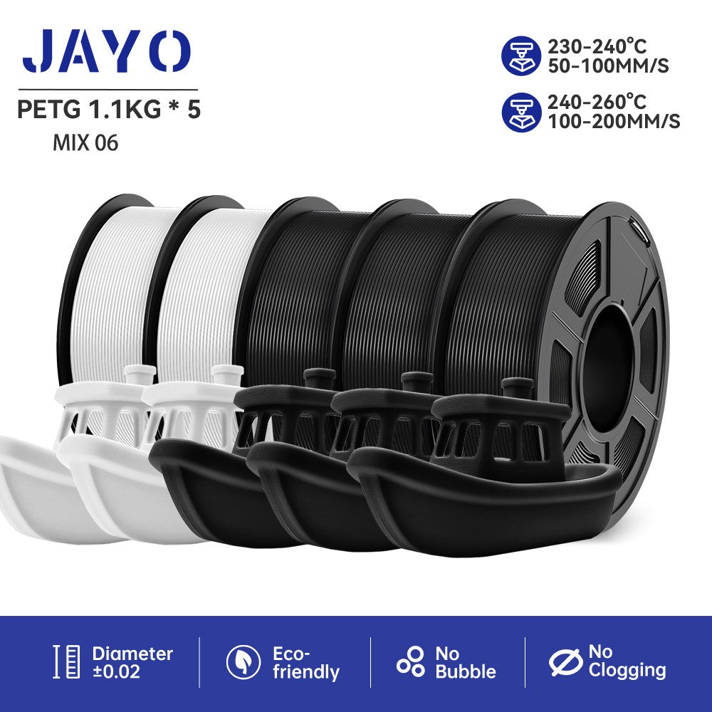 JAYO 5 rollos PLA/PLA Plus/petg/ABS/TPU/PLA meta/PLAYG/HS-PLA filamento de impresora 3D 1,75mm FDM materiales de impresora 3D para impresora 3D