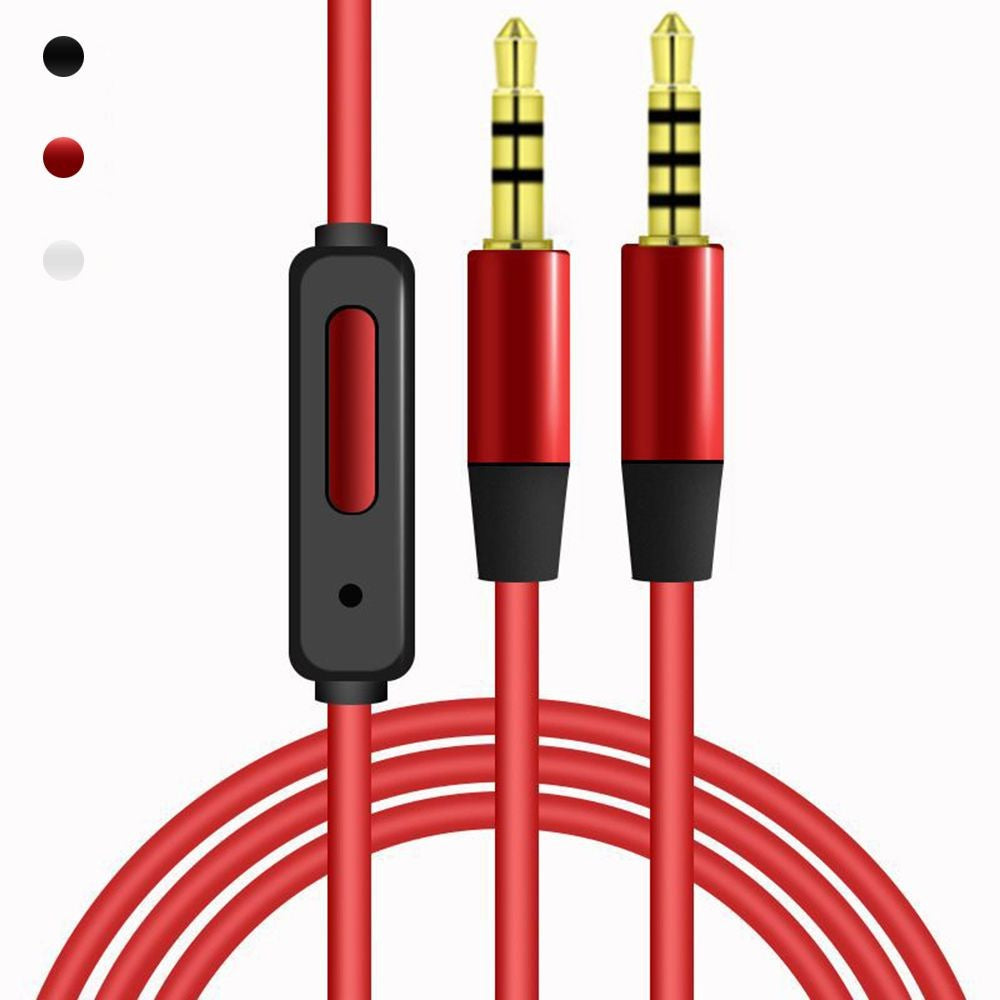Cable de Audio de 1,2 m, conector auxiliar estéreo de 3,5mm, línea macho a macho con Control de volumen de micrófono para auriculares, altavoz de coche
