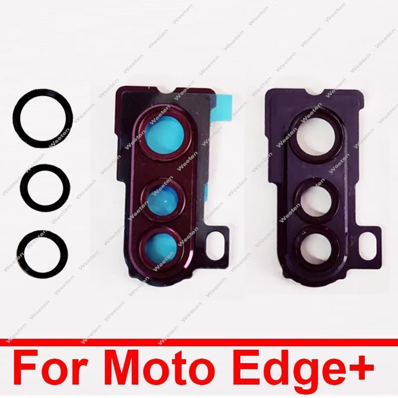 Cubierta de lente de cristal de cámara trasera para Motorola MOTO Edge Plus XT2061-3 piezas de soporte de marco de lente de cámara trasera