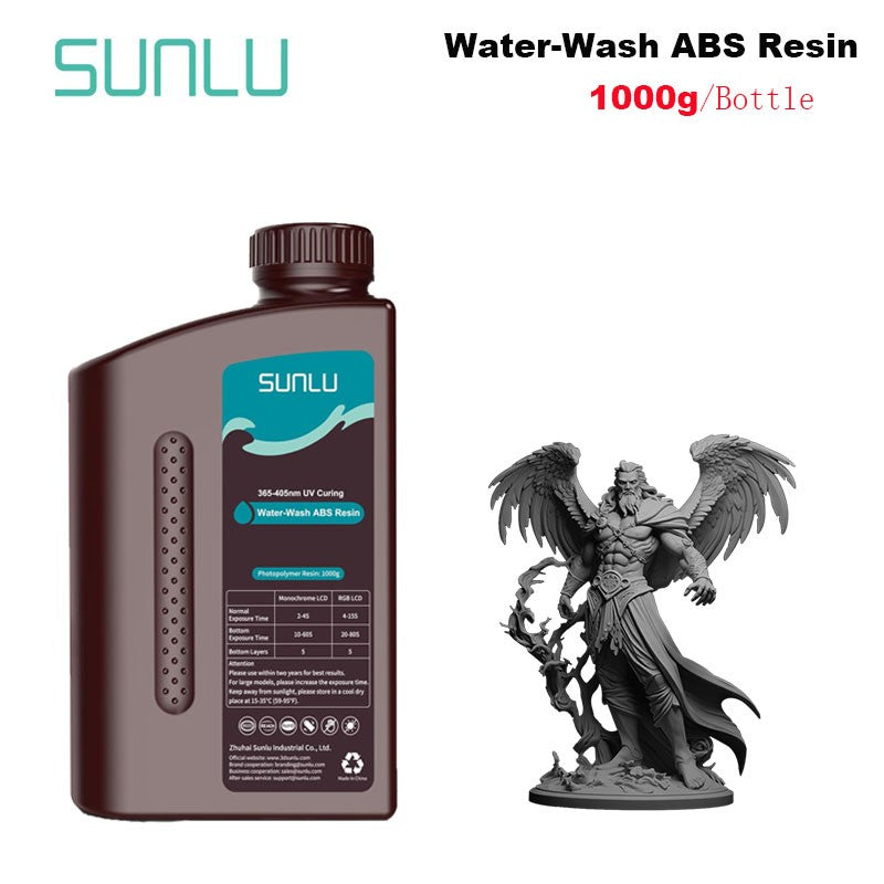 SUNLU 1KG ABS como/resina ABS lavable con agua 1000G/botella 405nm resina fotopolímero de curación UV rápida para Material de impresora LCD 3D