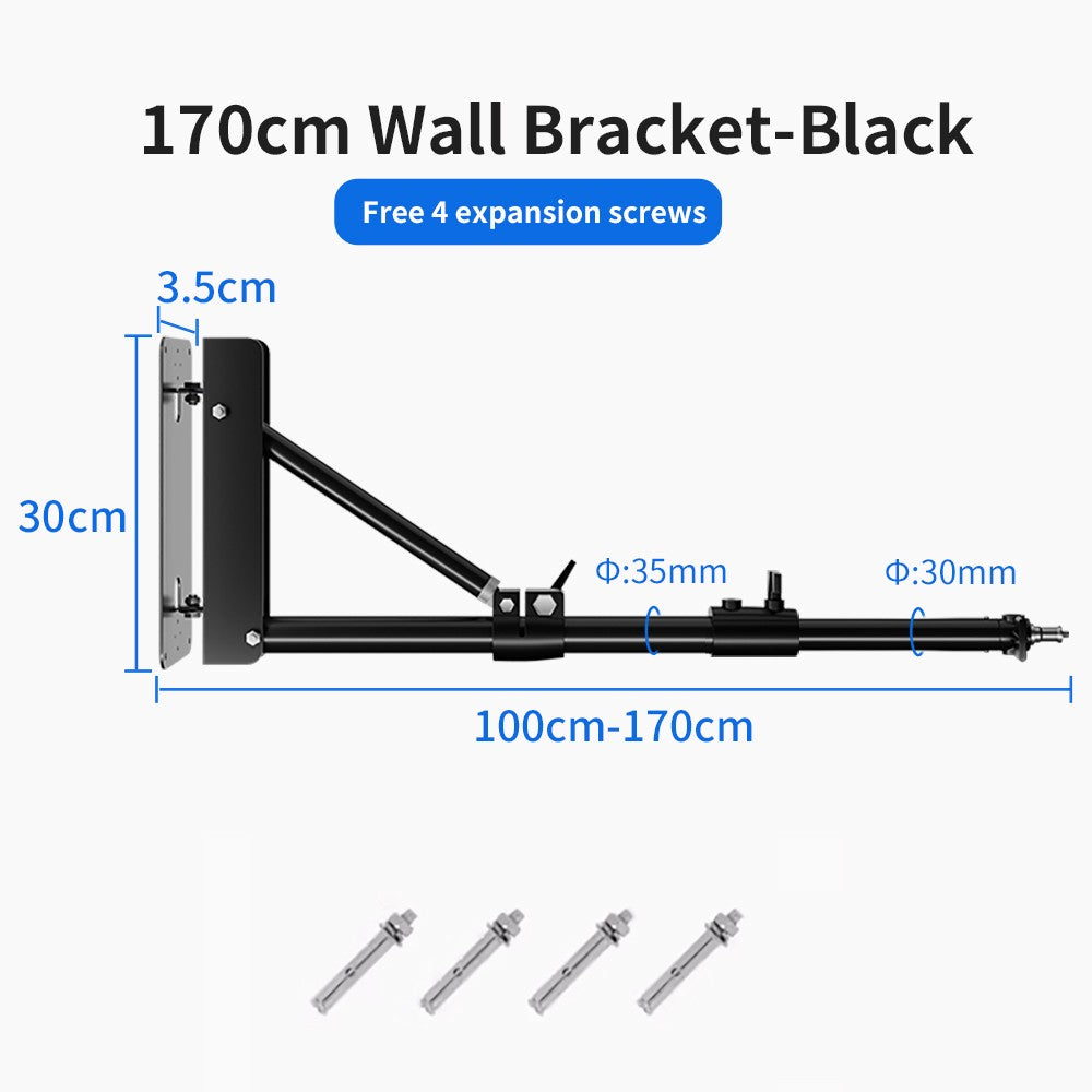 Soporte de proyector de brazo de soporte de montaje en pared pesado de 170cm y 135cm para estudio de fotografía Softbox luces de anillo estroboscópico de vídeo