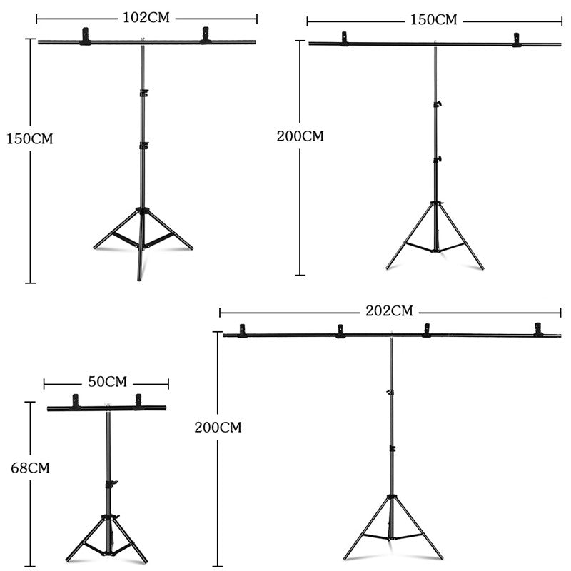 Fondo en forma de T, soporte de fondo para fotografía, sistema de soporte ajustable, estudio fotográfico para fondos de muselina no tejida con Clip