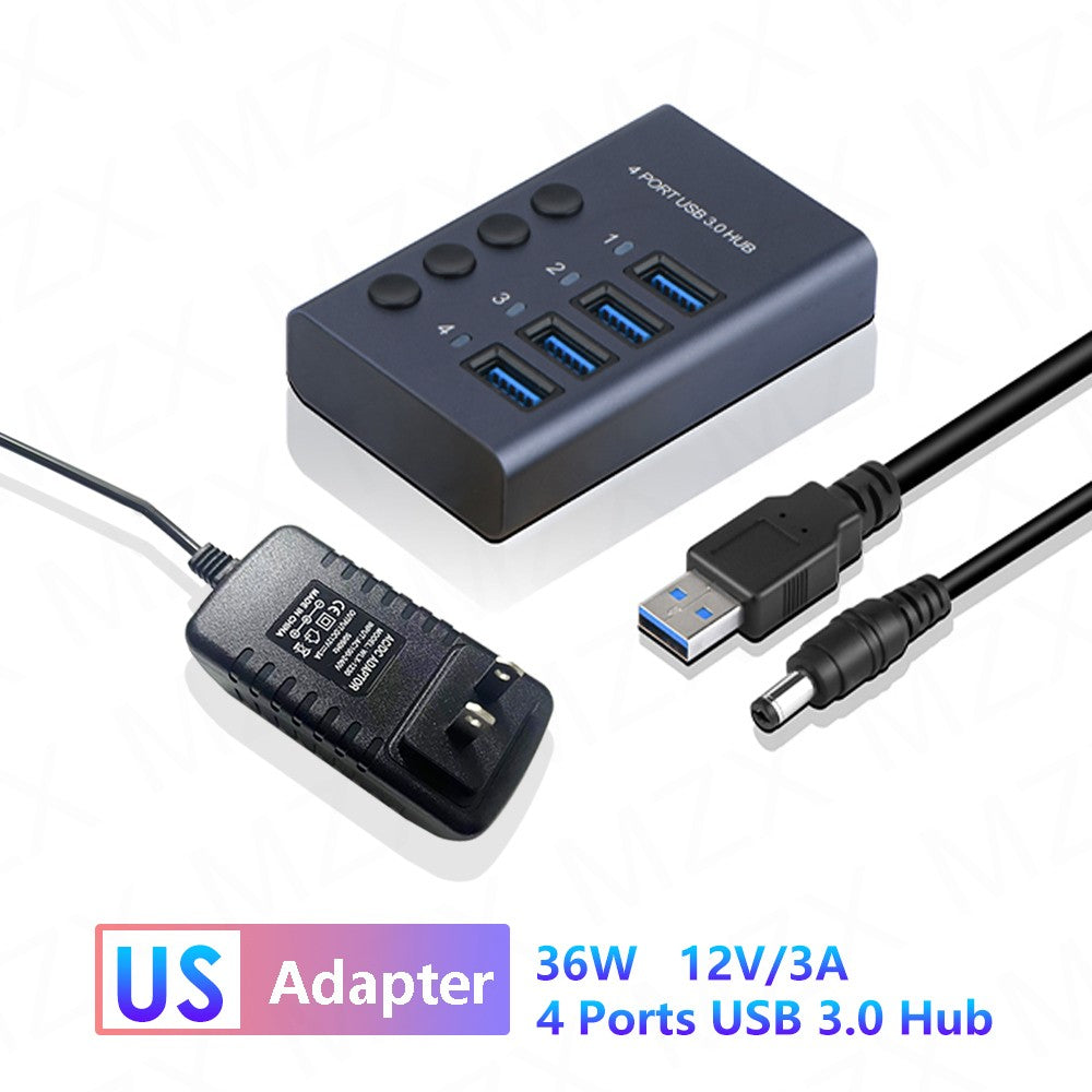 USB 3,0 Hub Socket Switch 4 6 10 puertos concentrador multi-tap multipuerto estación de acoplamiento cargador fuente de alimentación múltiple tipo C