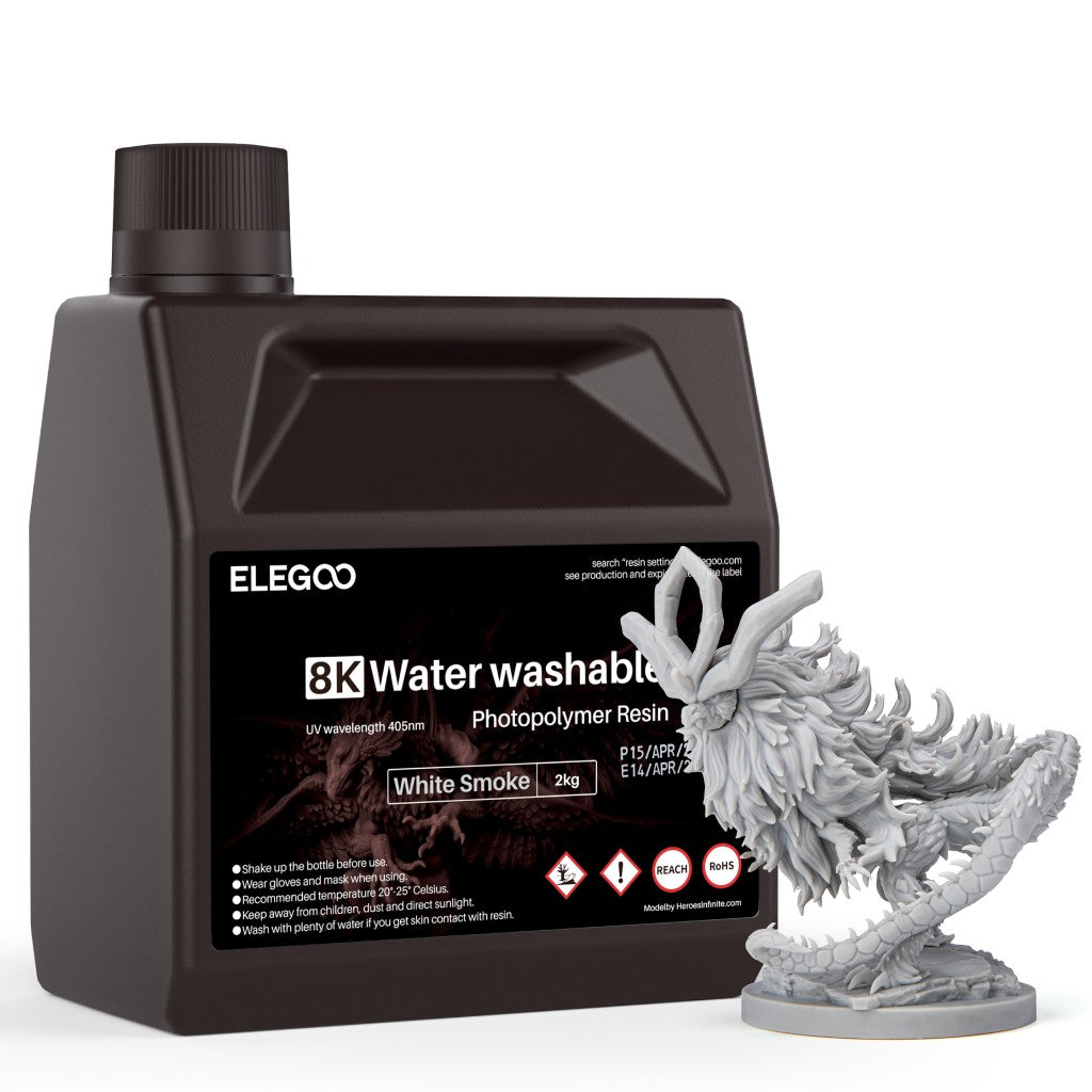 ELEGOO 8K Resina de impresora 3D 405nm Resina lavable con agua Resina de curación UV Ideal para impresora 3D SATURN 2 8K Gris espacial 1000g