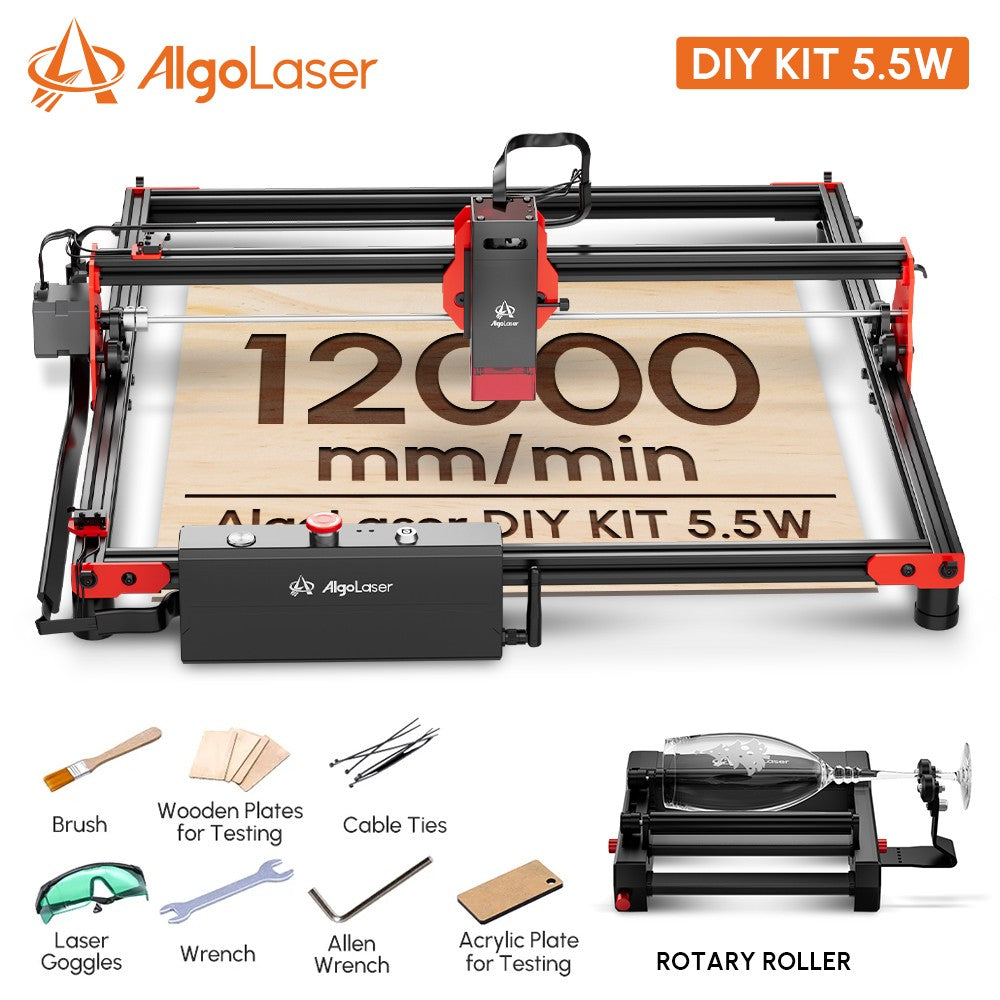 Router CNC de Escritorio Algolaser para Principiantes, 12000 mm/min, Kit DIY, 5W 10W, Conexión con Teléfono, Máquina de Grabado Multifunción para Trabajar la Madera