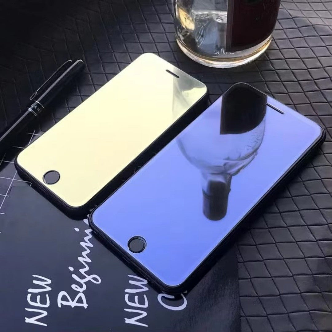 Protector de Pantalla de Vidrio Templado de Lujo con Espejo Colorido para iPhone 17 16 15 14 13 12, Película Protectora de Vidrio