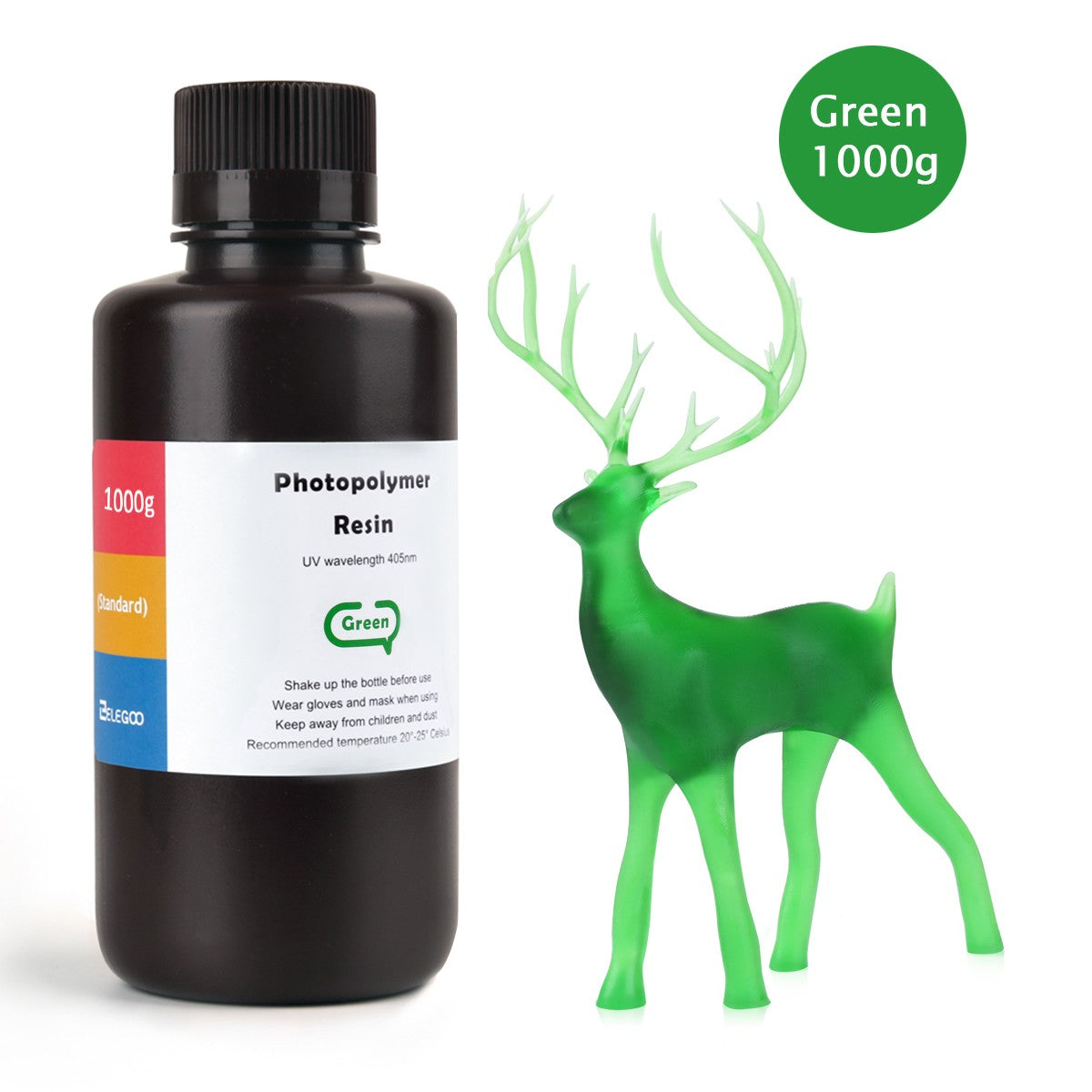 ELEGOO-resina de impresora 3D tipo ABS, resina de fotopolímero estándar tipo ABS de 405nm para impresión LCD 3D, 1000g