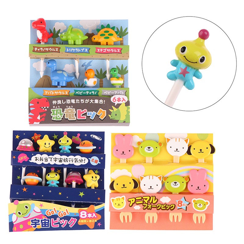 Palillos de fruta para niños, palillos de dientes con aguja, Mini fruta creativa, pastel, postre, tenedores de comida, fiambrera, decoración, accesorios Bento, 6/8 Uds.