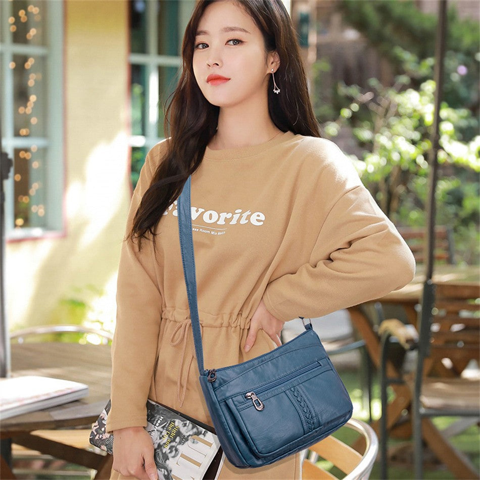 Bolso bandolera de Color liso que combina con todo, bolsos de hombro de alta capacidad para mujer, bolso de mano de piel sintética de alta calidad 2021