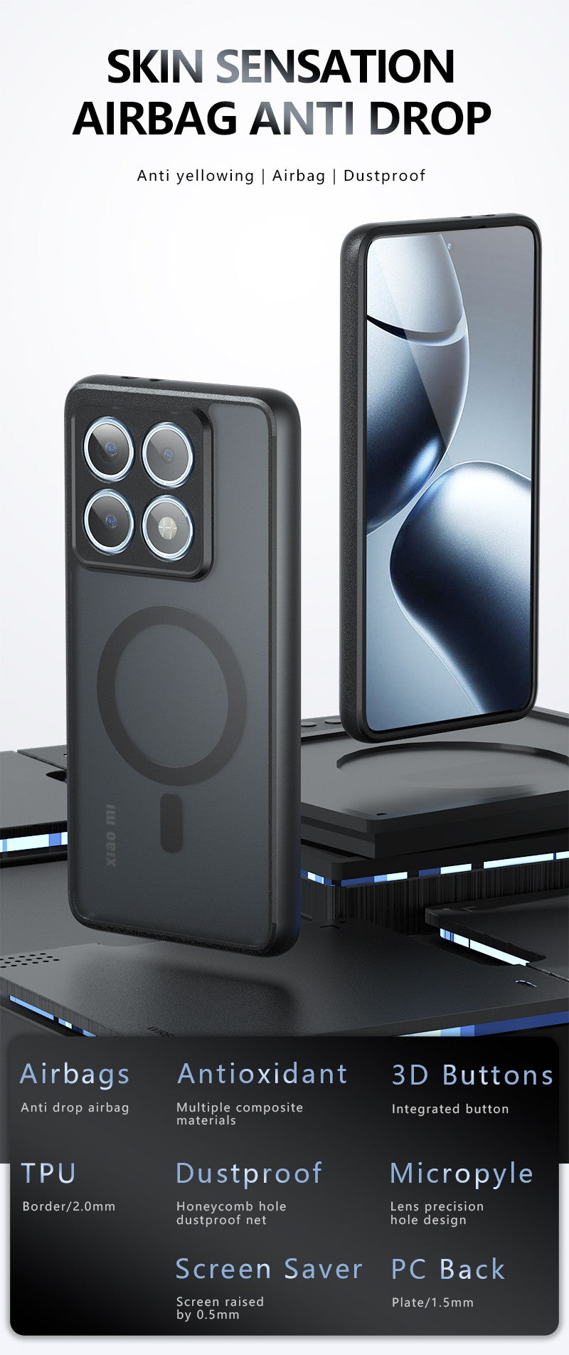 Funda protectora magnética para Xiaomi 14T Pro Armor Funda para Mi 14T Mi14T Pro Funda de teléfono transparente mate a prueba de golpes
