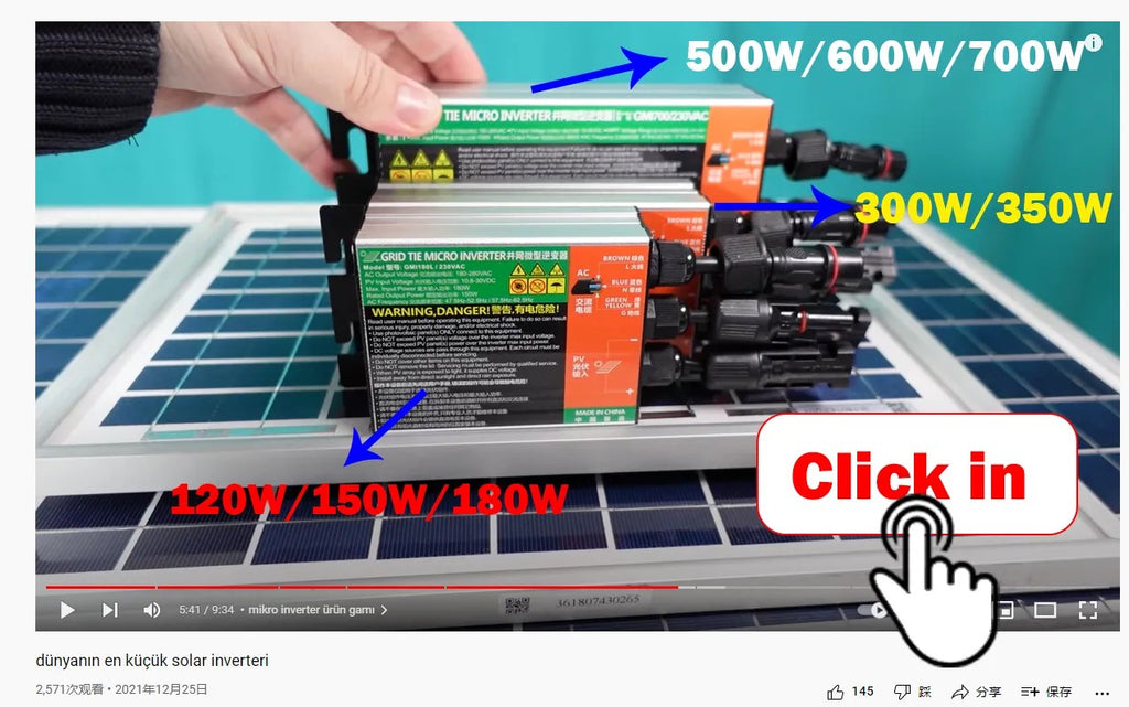 Inversor Solar Y & H 350W 300W 500W 600W 700W MPPT Solar PV conexión a red Micro inversor serie GMI entrada 26-46V salida CC 110V-240V