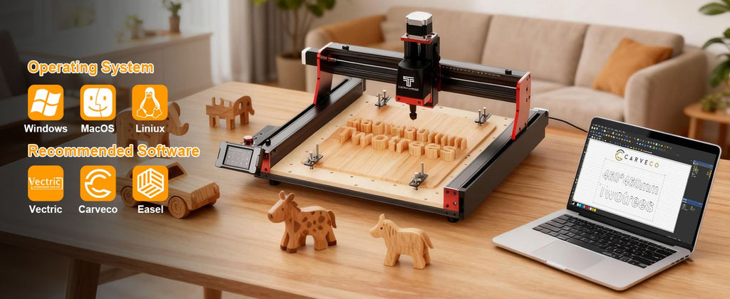 Twotrees-enrutador CNC de 3 ejes/4 ejes, fresadora y cortadora TTC450 PRO, grabador de joyería para madera, acrílico, PCB, PVC, MDF, Metal