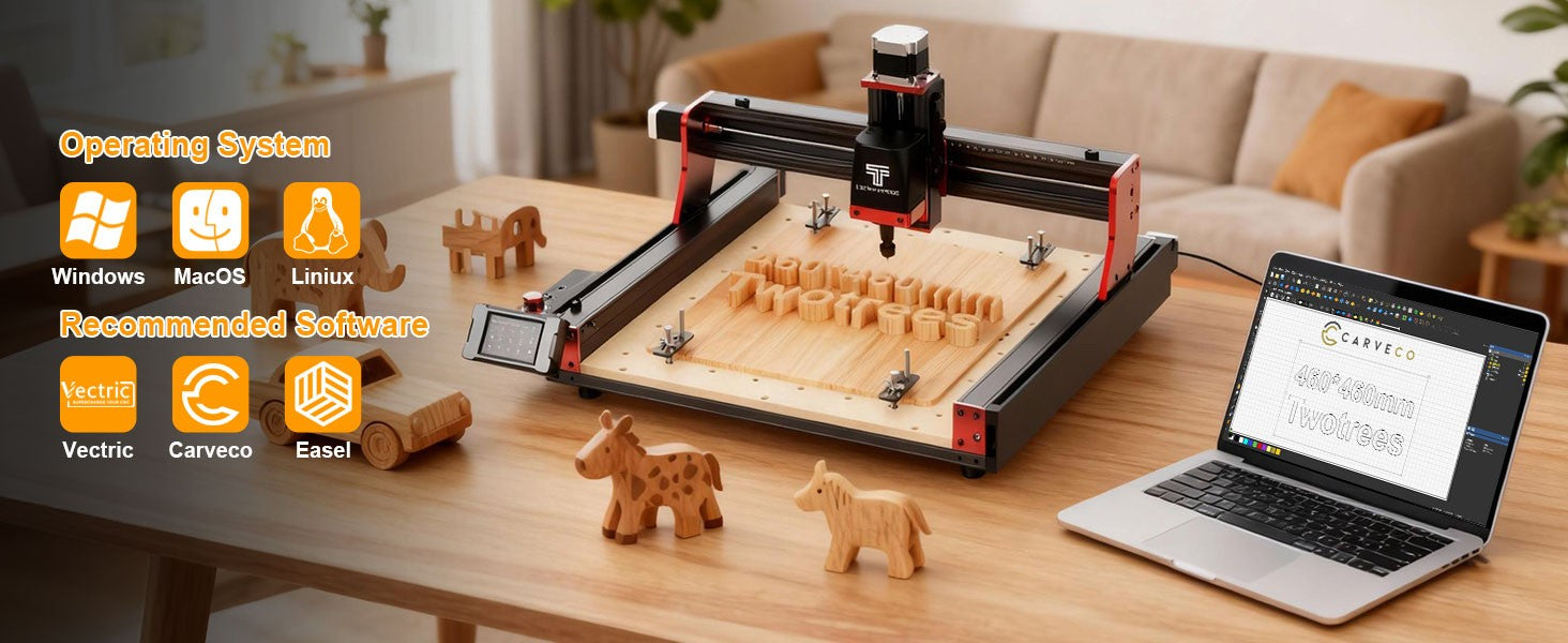 Twotrees-enrutador CNC de 3 ejes/4 ejes, fresadora y cortadora TTC450 PRO, grabador de joyería para madera, acrílico, PCB, PVC, MDF, Metal