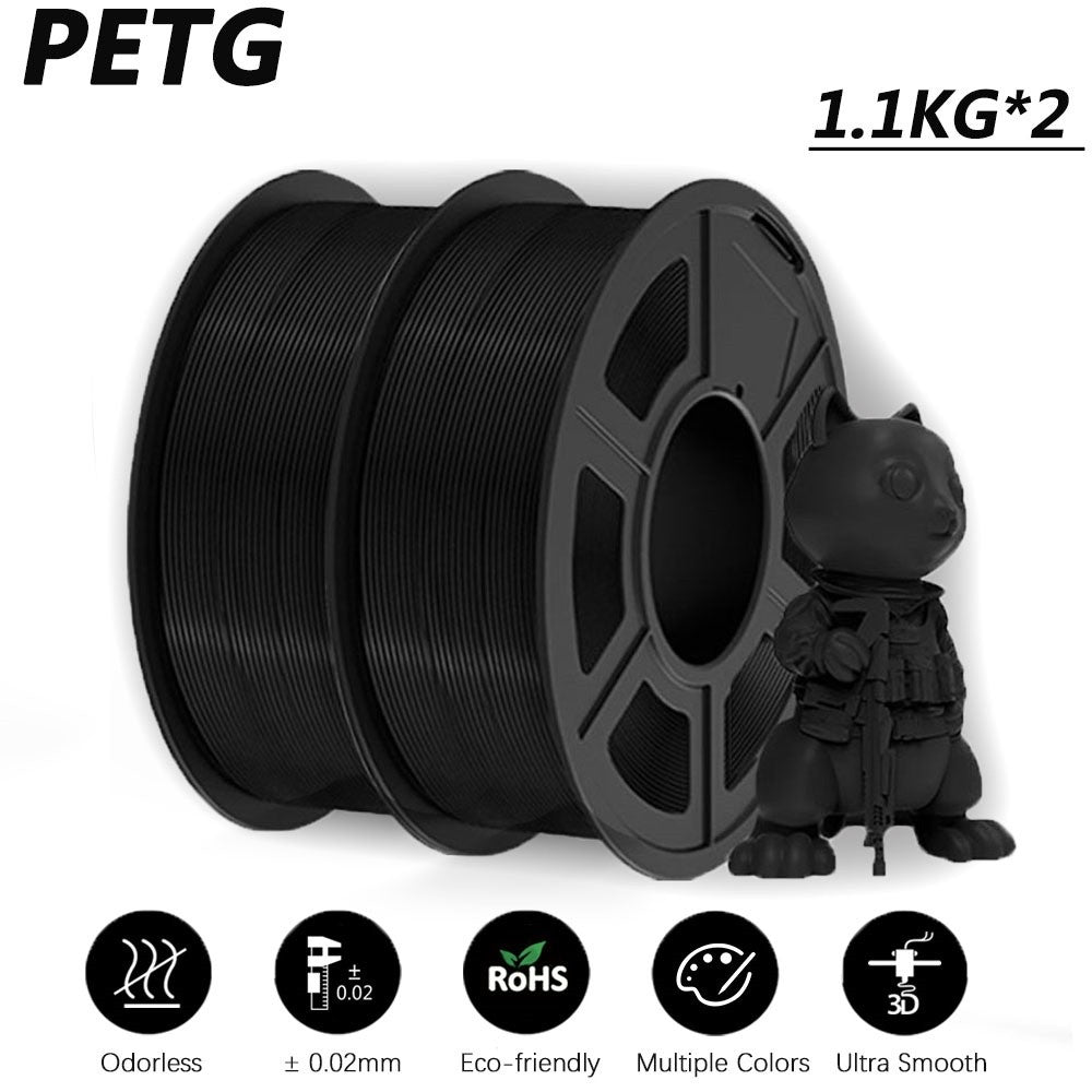 JAYO 2 rollos de filamento de impresora 3D PETG/PLA/PLA PLUS 1,75mm 2,2 KG 100% sin burbujas materiales de impresión 3D no tóxicos para impresora 3D