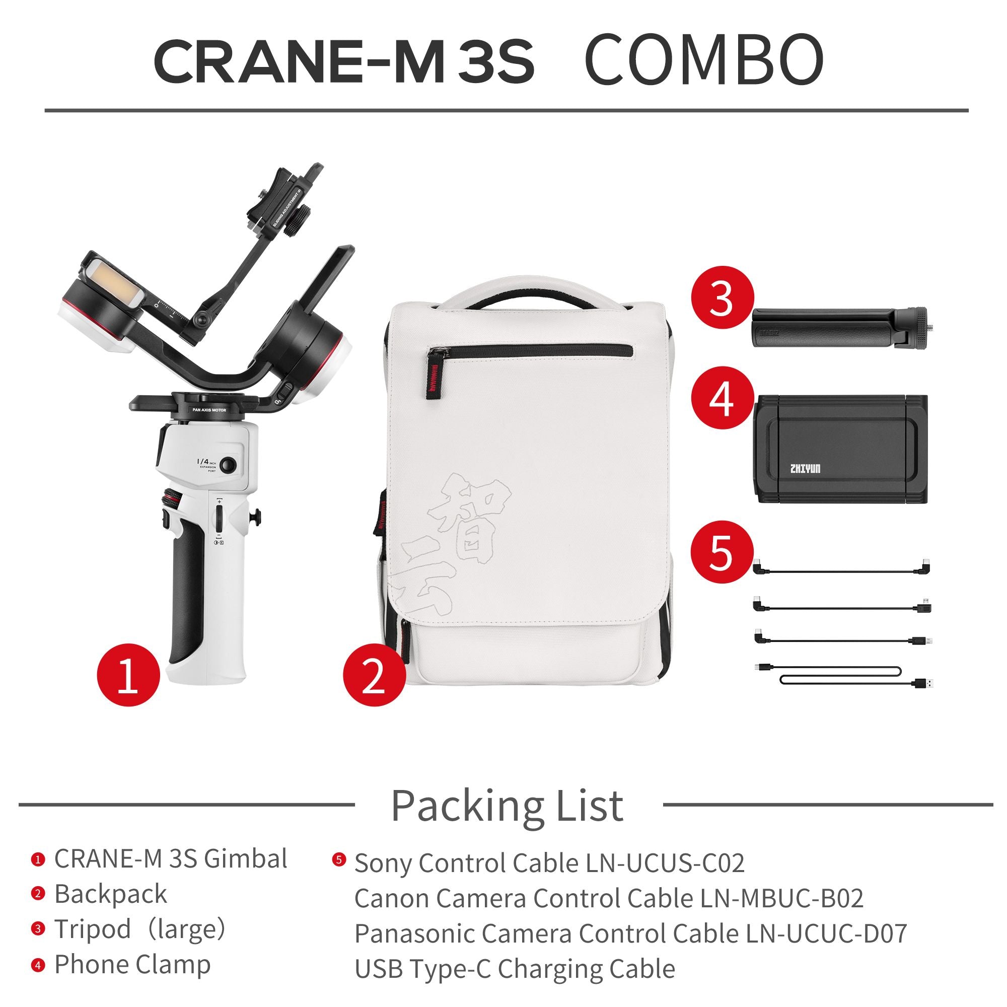 ZHIYUN-estabilizador de cardán para cámara de mano, Control de obturador Bluetooth para cámaras sin Espejo, teléfono, M3S Crane, M3 S, 3 ejes
