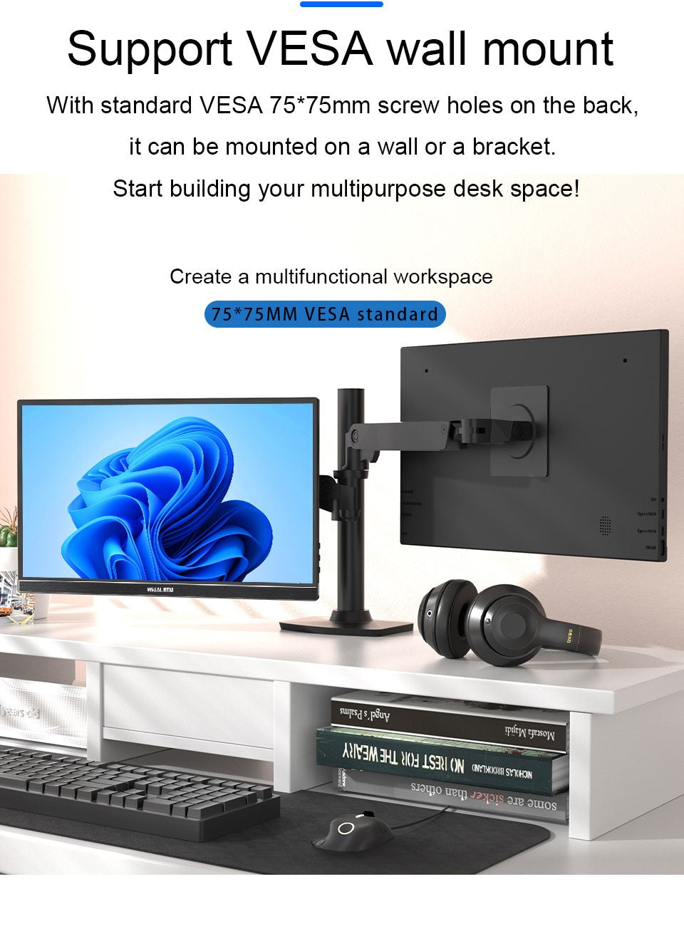 VISUALBEAT Monitor Portátil con Pantalla Táctil de 15.6'', FHD 1080P IPS HDR, con USB-C y HDMI, para Laptop, PC, Mac, Consola, Oficina y Viajes