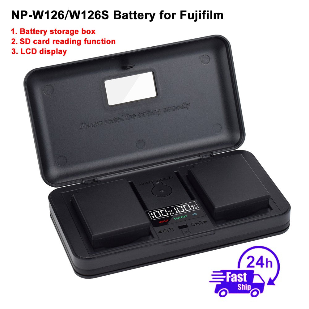 Batería NP-W126 NP W126 NP-W126S W126S + cargador Dual LCD para Fuji X-Pro1 XPro1 X-T1 XT1 HS30EXR HS33EXR HS50EXR X PRO1 X-A4 X-T2