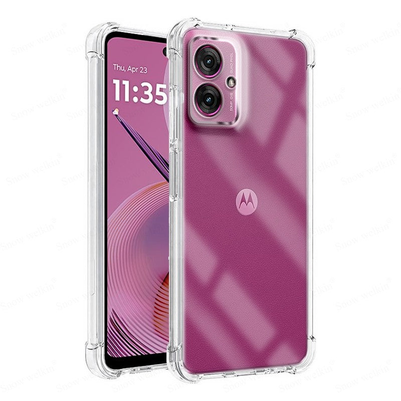 Funda de protección completa con amortiguador de Airbags para Motorola Moto G55 G45 G35 G75 G85 G05 G15 Power 5G, funda transparente suave de TPU a prueba de golpes