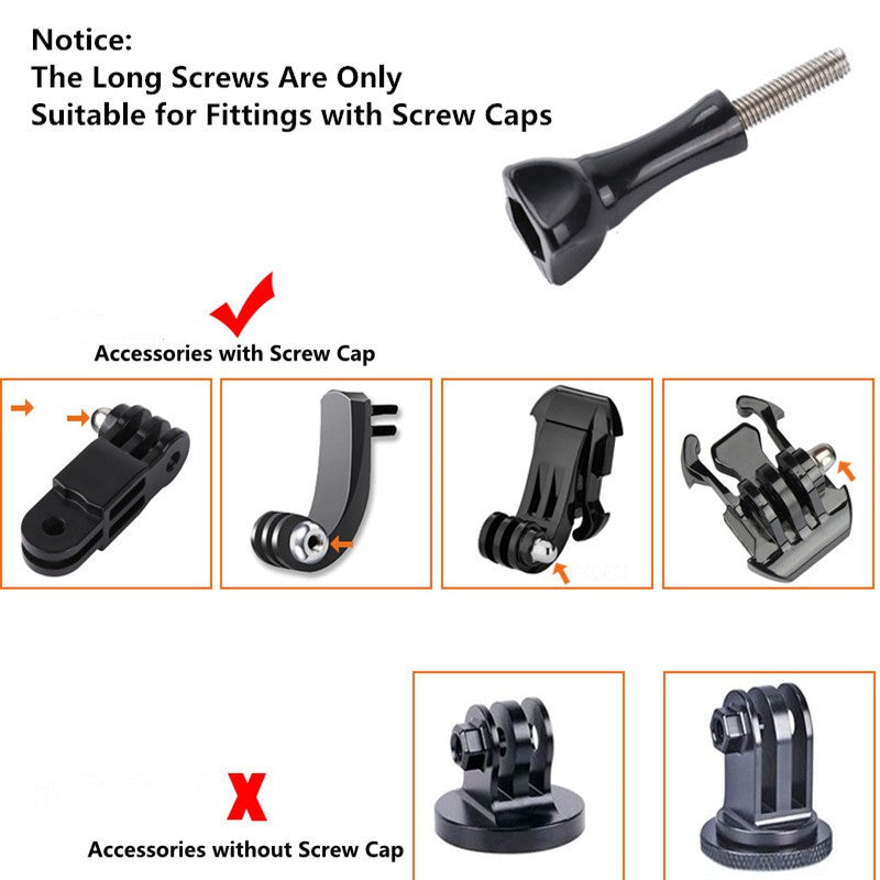 Juego de tornillos de pulgar largos, 1/10 Uds., Compatible con GoPro 13 12 11 10 9 8 cámaras deportivas, tornillos fáciles de apretar y aflojar, acero inoxidable