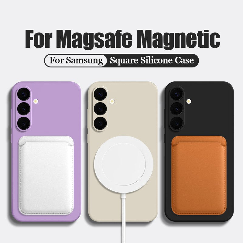 Funda magnética de silicona líquida para Samsung Galaxy S25 S24 S23 Ultra S25 Plus S23 S24 S25 FE S22, funda de carga inalámbrica Magsafe