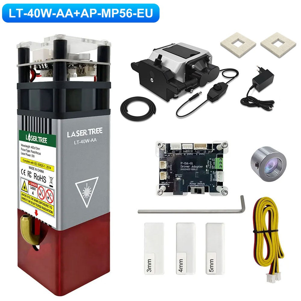 LASER TREE 5W módulo láser con asistencia de aire 450nm enfoque fijo TTL cabezal láser de luz azul para máquina de grabado de corte CNC DIY