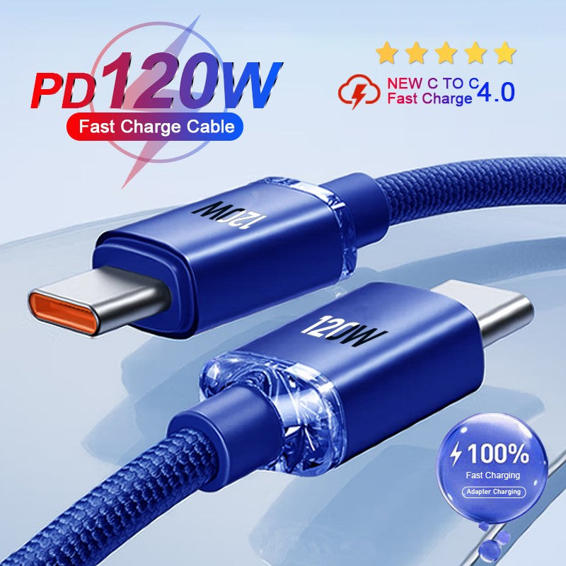 Cable USB tipo C a USB C de 120W para iPhone 15 Pro Max PD Cable de datos de carga rápida para Samsung Xiaomi 14 Oneplus 12 POCO X6 OPPO CC