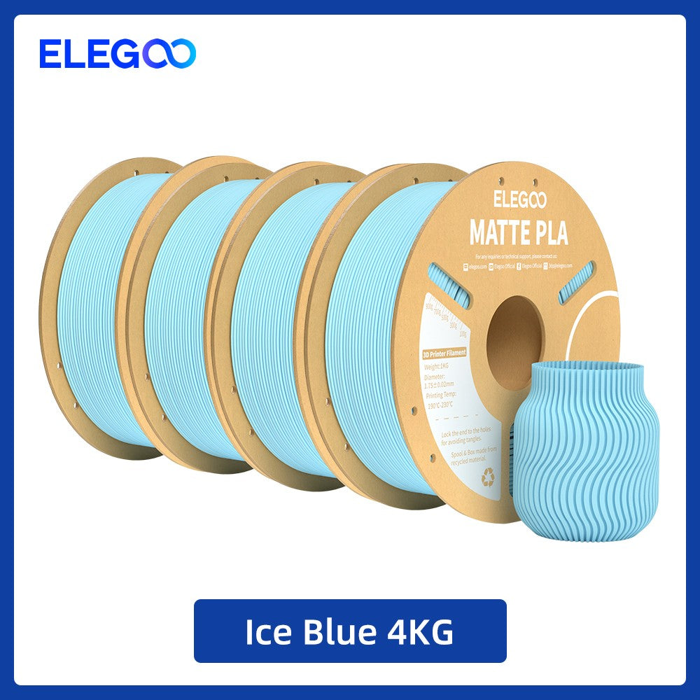 Filamento PLA Mate ELEGOO 1KG, 1.75mm para Impresora 3D FDM, Precisión Dimensional +/- 0.02mm, Bobina de Cartón de 1kg (2.2lbs)