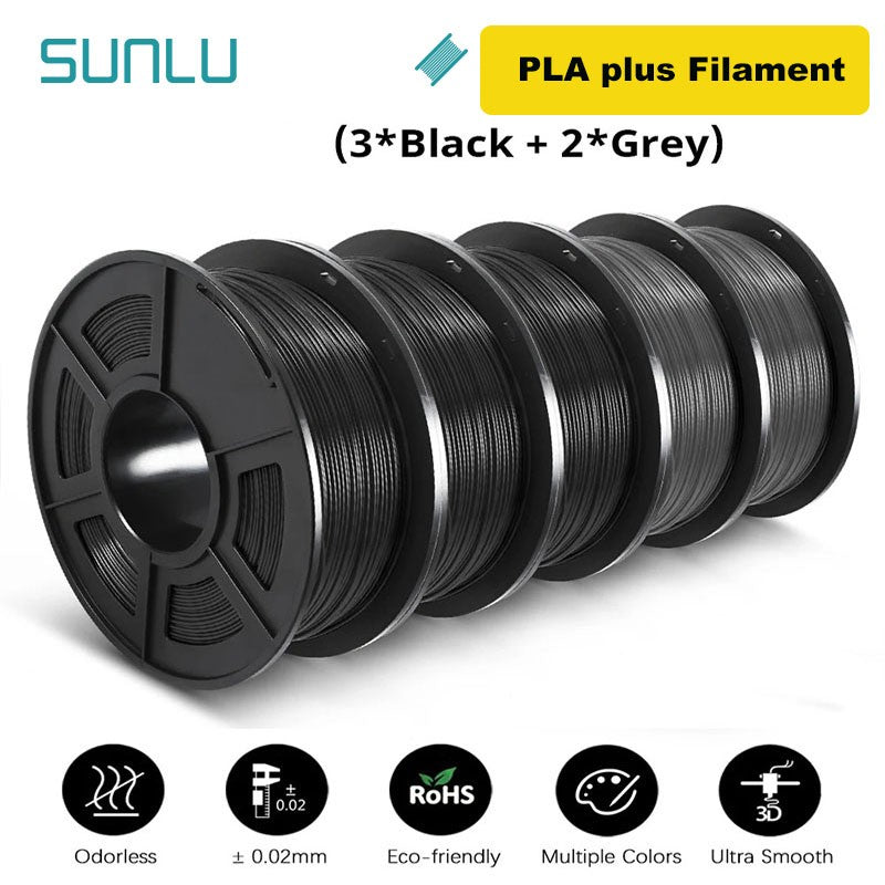 SUNLU Filamento PLA/PETG/PLA PLUS/Transparente de 5 kg, 1.75 mm, 5 Rollos de 1 kg, Filamento 3D para Impresora y Bolígrafo 3D, Enrollado Cuidadosamente