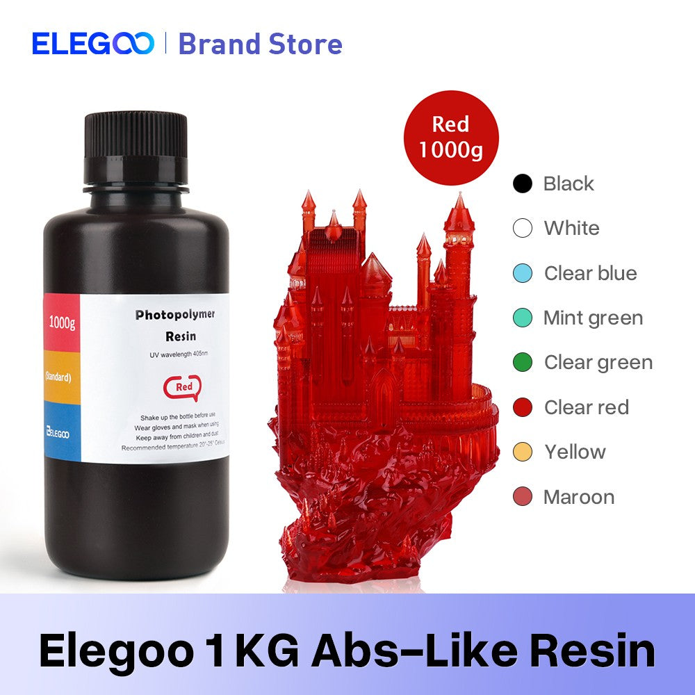 Resina para Impresora 3D Tipo ABS de ELEGOO, Resina de Fotopolimerización Estándar Tipo ABS de 405nm para Impresión 3D LCD, 1000g