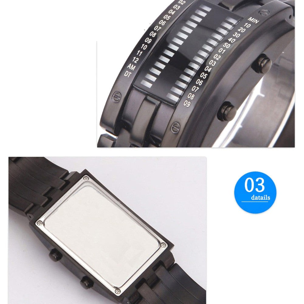 Reloj deportivo de moda, marca de lujo popular, reloj binario creativo para hombres y mujeres, reloj led de acero inoxidable para parejas