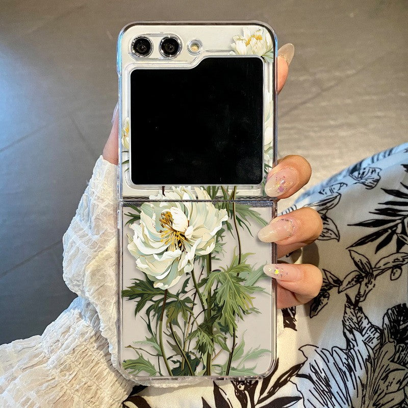 Funda transparente con diseño de flores para Samsung Galaxy Z Flip8 Flip7 FE Flip6, funda plegable transparente para Samsung Z Flip 8 7 5 4 3