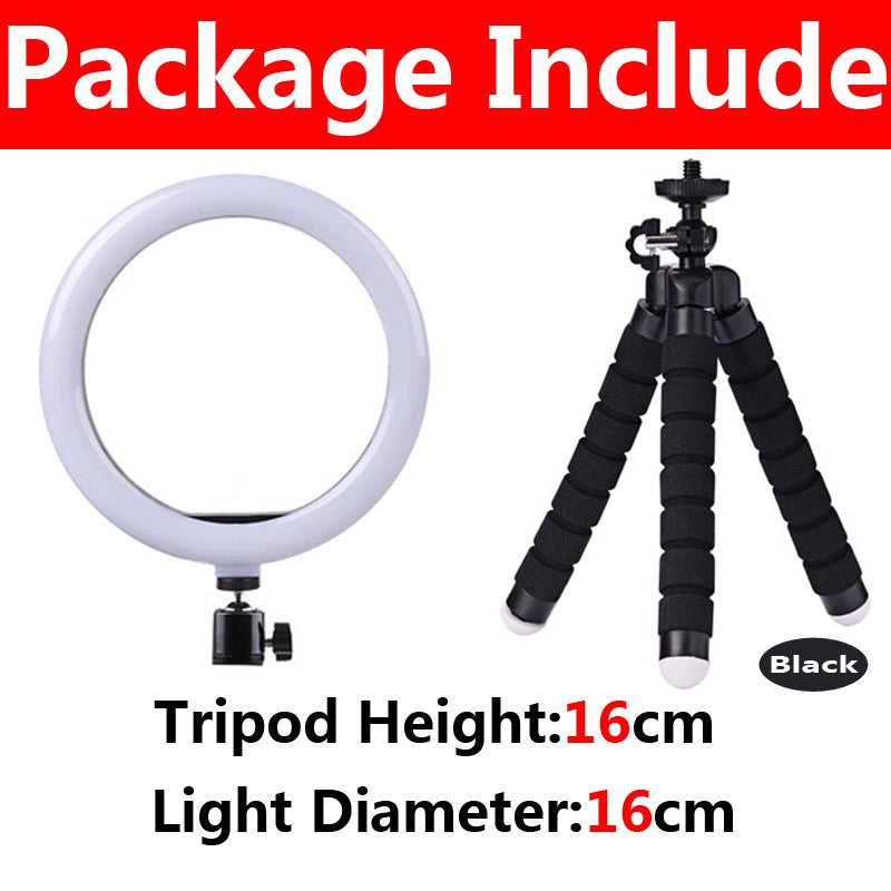 Anillo de luz LED para Selfie, lámpara de relleno de fotografía regulable con Mini trípode para teléfono, Tiktok, vídeo en vivo, estudio fotográfico, 10 pulgadas