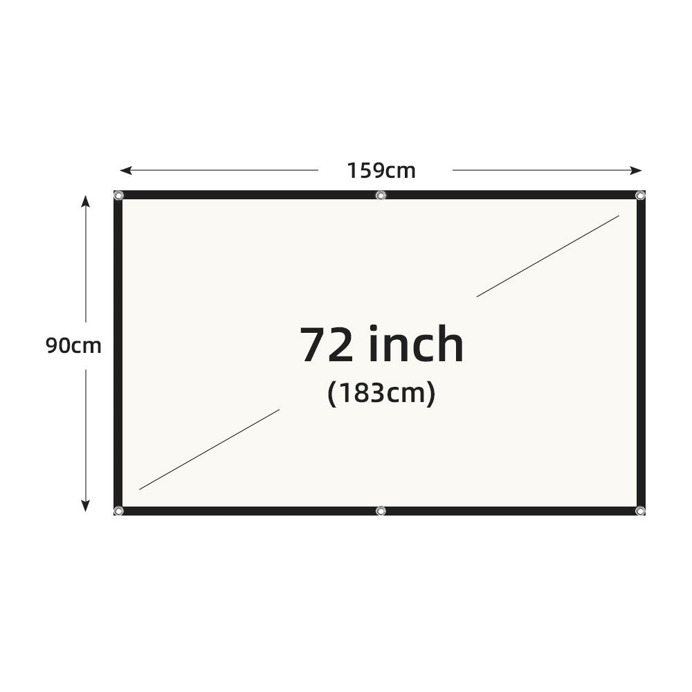 VEIDADZ Pantalla de proyector Rejilla blanca Anti-luz Ángulo de visión de 160 ° 60 72 84 100 120 130 pulgadas Borde negro Gancho de metal Pantalla reflectante