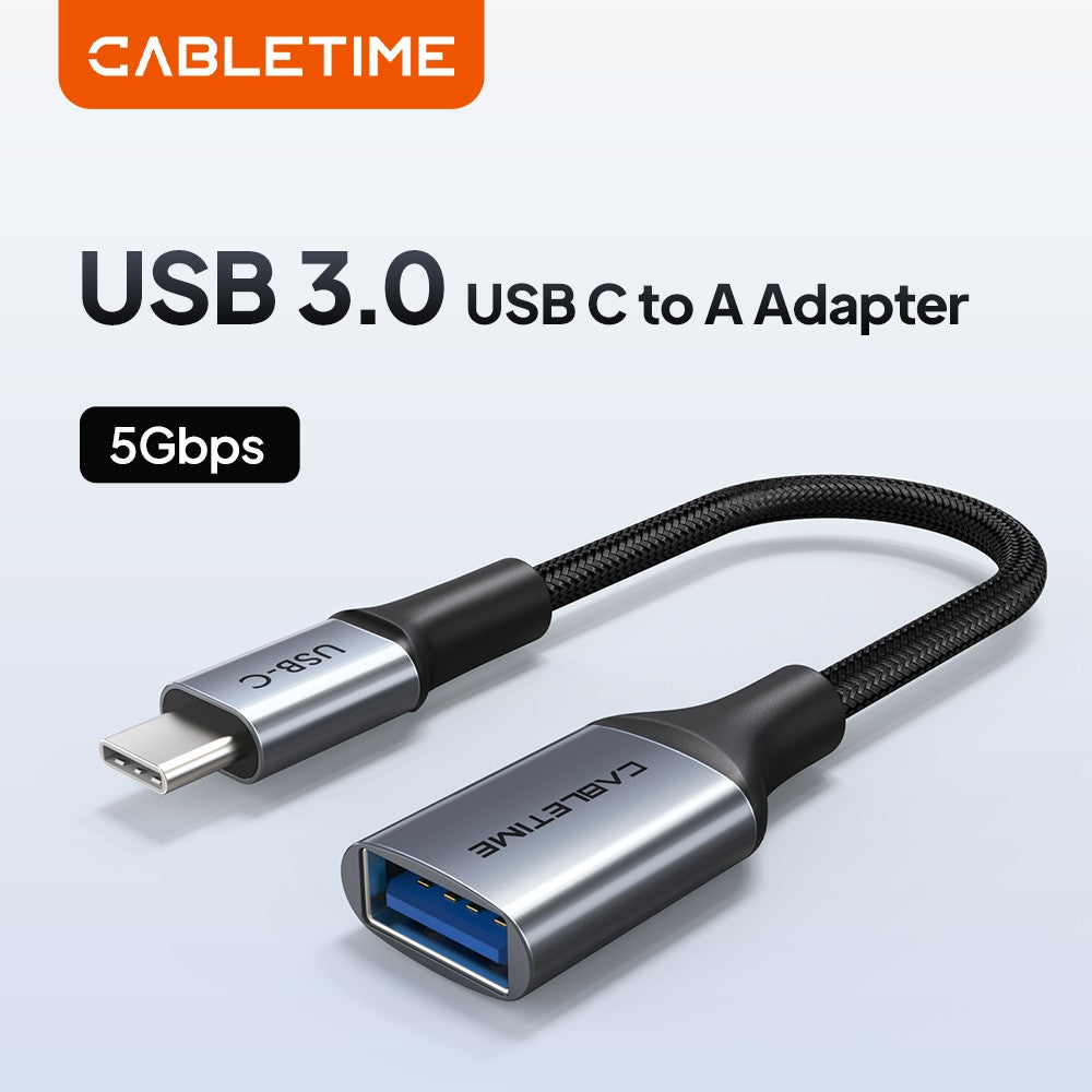 Cabletime-Cable USB C OTG tipo C macho a adaptador USB hembra, transmisión de 5GBPS, Cable de carga rápida para Xiaomi Mix 3 Huawei C380