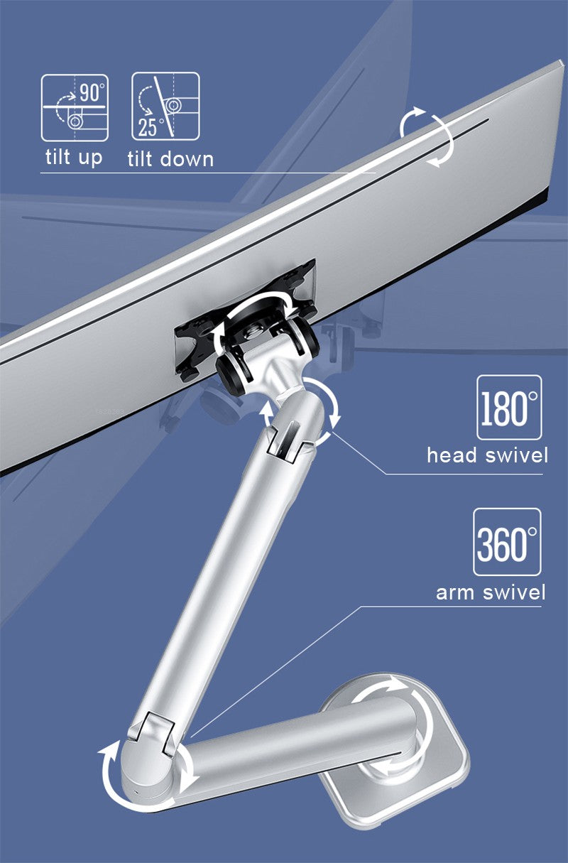 Soporte de Monitor de escritorio V8 de aluminio, brazo de resorte mecánico, elevación libre, movimiento completo, soporte de Monitor de TV, carga de 11kg, 17-38"