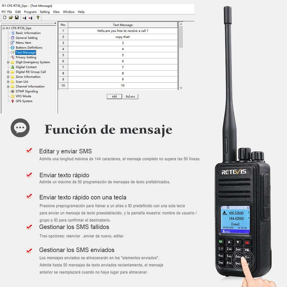 Retevis RT3S DMR walkie talkies de largo alcance radio portátil recargable radio a pilas camping walkie talkie emisora radioaficionado radio emergencia supervivencia profesionales walkie-talkies Cifrado AES256 GPS APRS