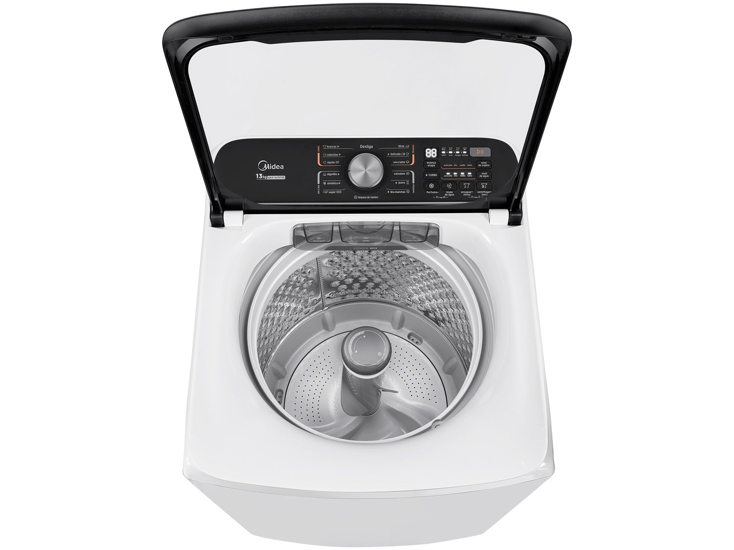 Midea-lavadora de 13kg, cesta Inox, programas de lavado blancos, agitador de ondas-110V