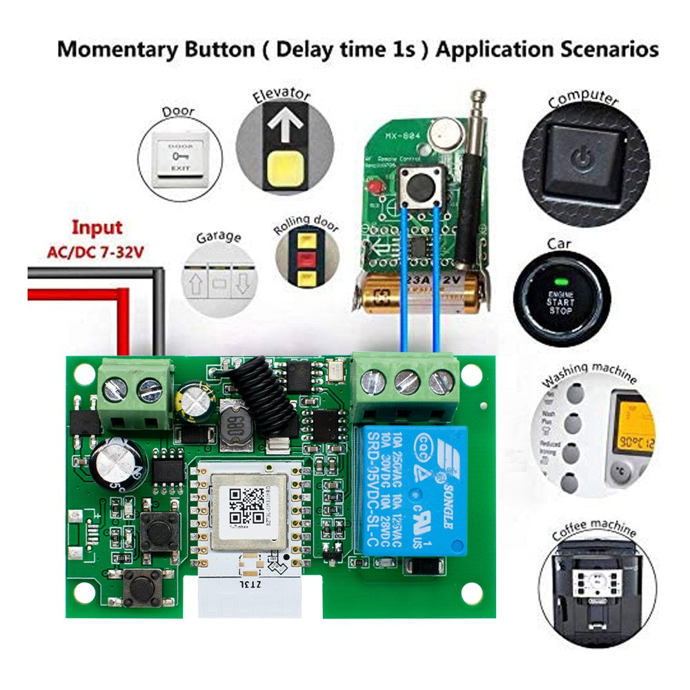 Interruptor Inteligente Zigbee de Contacto Seco, Módulo de Relé de Riel DIN de 1, 2 o 4 Canales, Relé RF de Dos Canales 433, 12V 24V 230V, Compatible con Tuya
