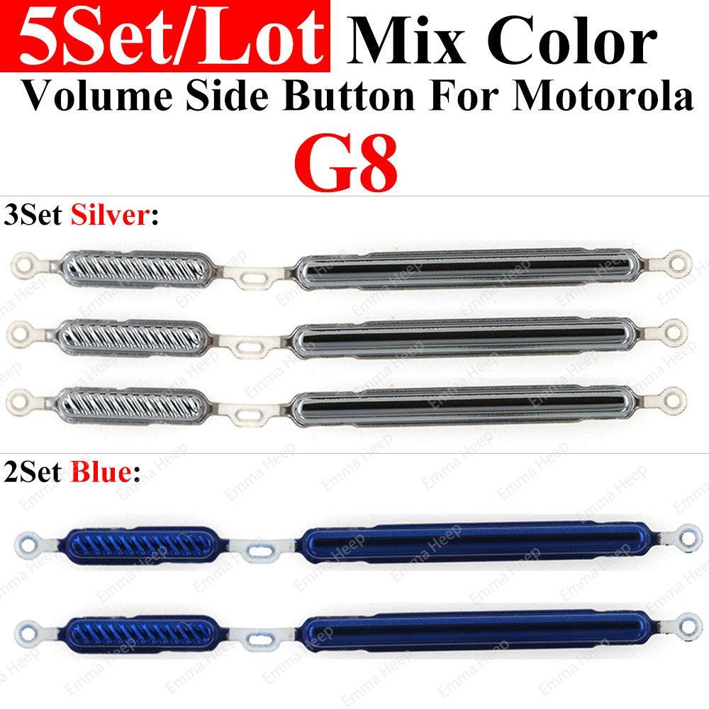Juego de 5 teclas de botón lateral de volumen de energía para Motorola Moto G23 G22 G20 G13 G10 G9 G7 Plus G8 Power Lite botón de volumen encendido y apagado